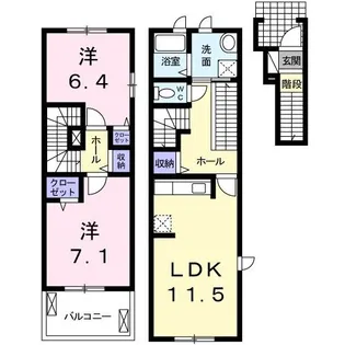 グリーンシティ竜美C【2階】の間取り
