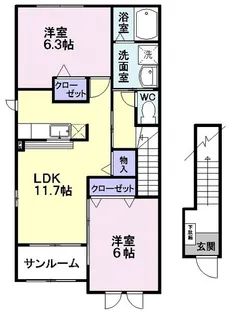 ベルサイド【2階】の間取り