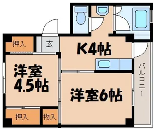 ビレッジハウス八本松4【2階】の間取り
