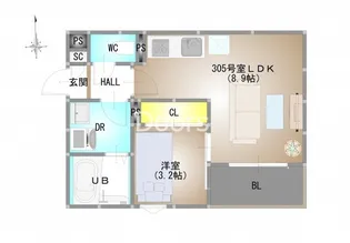 岡山県岡山市北区下伊福本町【アパート】の間取り