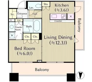 テラス渋谷美竹【12階】の間取り