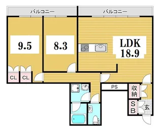京都府京都市東山区梅宮町【マンション】の間取り