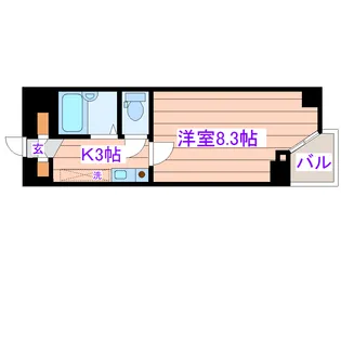 ベルシティ米ヶ袋リバース【2階】の間取り