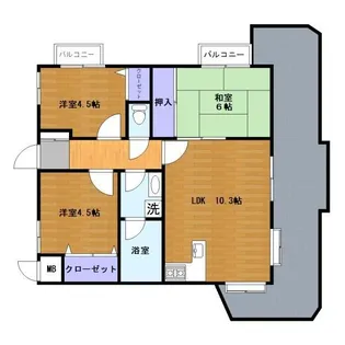 ダイアパレス水前寺第2【8階】の間取り