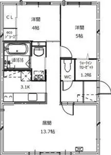 リヴェール【4階】の間取り