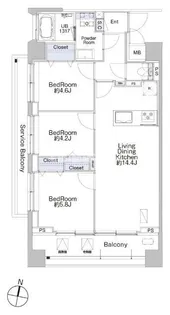プロシード池上【8階】の間取り