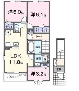 岡山県岡山市北区平田【アパート】の間取り