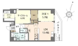 ケー.クラシオン【10階】の間取り