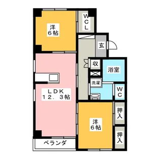 アンシャンテ神ノ輪 B【3階】の間取り