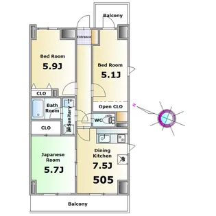 エステート秀【5階】の間取り