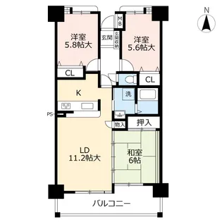 URアーベインルネス貝塚【7階】の間取り
