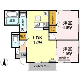 リバーパレスD棟【1階】の間取り