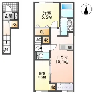 ファミール裏之門【1階】の間取り