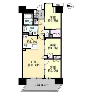 レーベン富山環水公園 TERRACE FORT【5階】の間取り