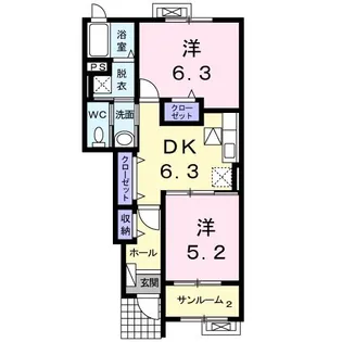 ウィンディA【1階】の間取り