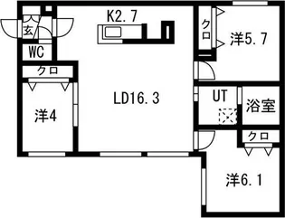 Maison chou chou平岸(メゾンシュシュヒラギシ)【3階】の間取り
