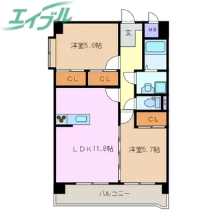 プリリアンスTAKEKOSHI A【2階】の間取り