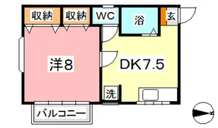 1DKの間取り画像