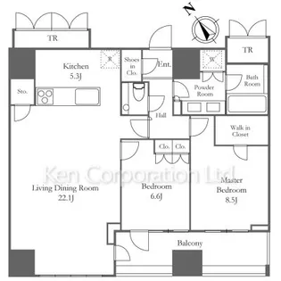 プラウドタワー渋谷【21階】の間取り