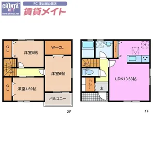 三重県津市八幡町津【一戸建】の間取り