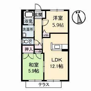 ディアスエイフウ A棟【1階】の間取り