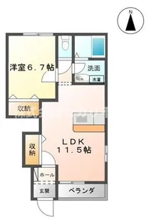 【角部屋】ヴィレッジ大倉【1階】の間取り
