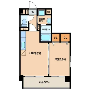 ラシュール・イン大橋【4階】の間取り