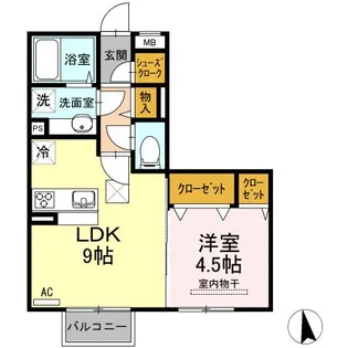 ロイジェントパークス広野 H【1階】の間取り