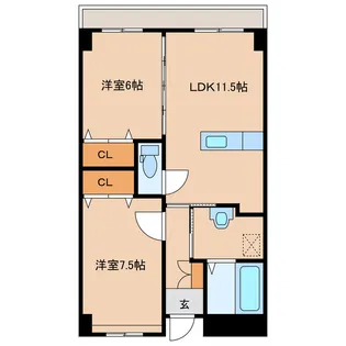 紺屋スカイマンション壱番館【4階】の間取り
