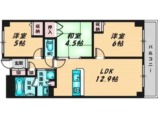エステムコート八戸ノ里ステーションプレッソ【14階】の間取り