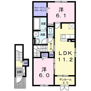 グラース・アビタシオンB【2階】の間取り