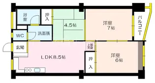 旭コーポB棟【5階】の間取り