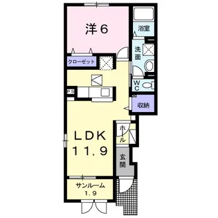 セルサス荒山【1階】の間取り