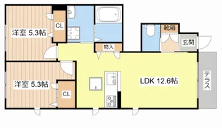 シャーメゾン オーヴェスト【1階】の間取り