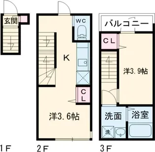 ソルナクレイシア笹塚【2階】の間取り