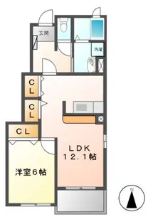 ベル・ジャルダン B【1階】の間取り