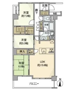 東京都国立市東4【マンション】の間取り