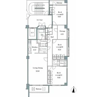 モンエール広尾【2階】の間取り