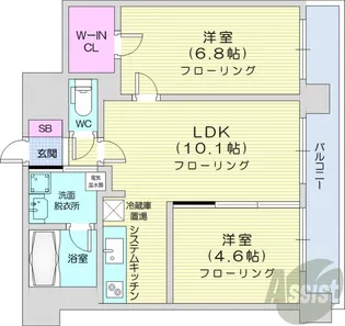 クレジデンス札幌・南4条【8階】の間取り