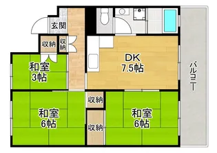 枚方ハイツ3号棟【4階】の間取り