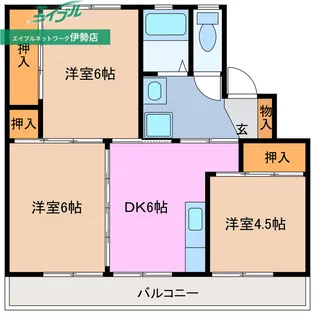 ビレッジハウス伊勢南部2号棟【2階】の間取り