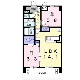 ビジュ桜森【7階】の間取り