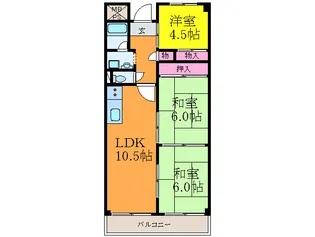 エステ-ト三島【2階】の間取り