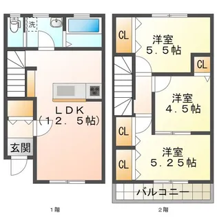 リーブルファイン南若松II【1階】の間取り