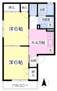 コーポ免の内B棟【1階】の間取り