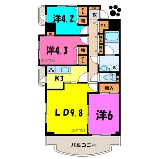 グリーンパーク熊谷(熊谷市銀座)【2階】の間取り