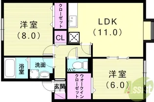 ラフィーネ二ツ屋【1階】の間取り
