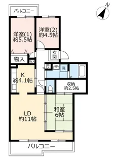 UR鹿の子台北ハイツ【3階】の間取り