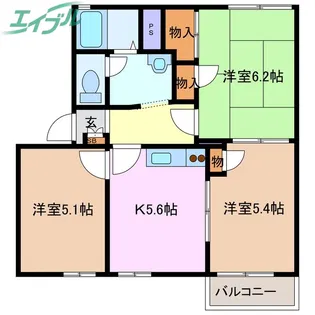 エクレール日永A棟【2階】の間取り