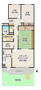 川越グリーンパークK-2号棟【1階】の間取り